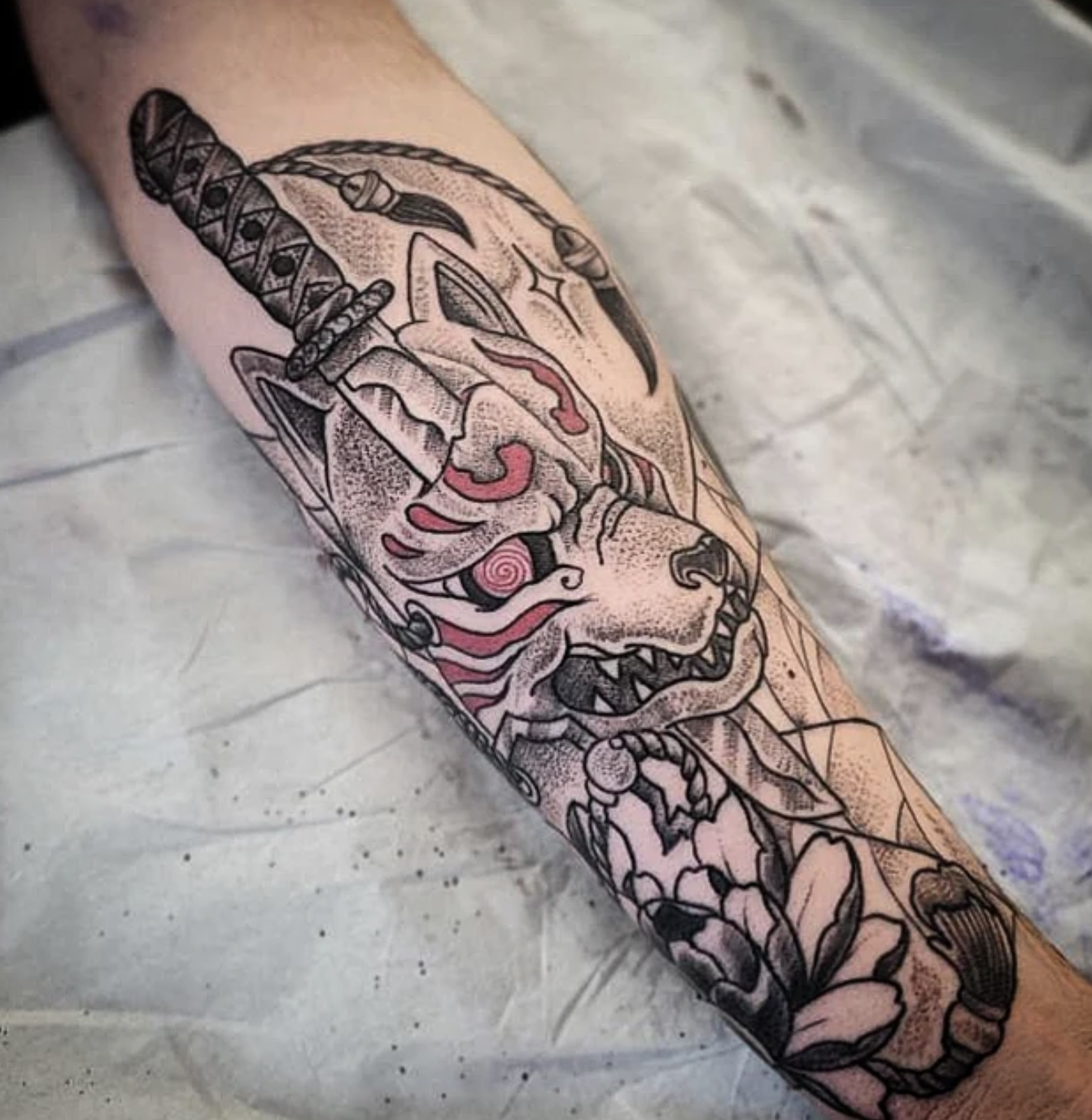 Oni mask black and grey